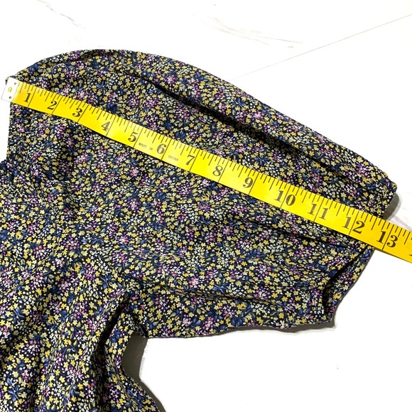 Uniqlo Cotton Printed Peasant Cropped Balloon Short Sleeve Blouse Size XS - Picture 10 of 11